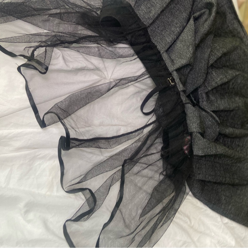 Black Textured Circle Skirt with Sheer Hem - Picture 3 of 3